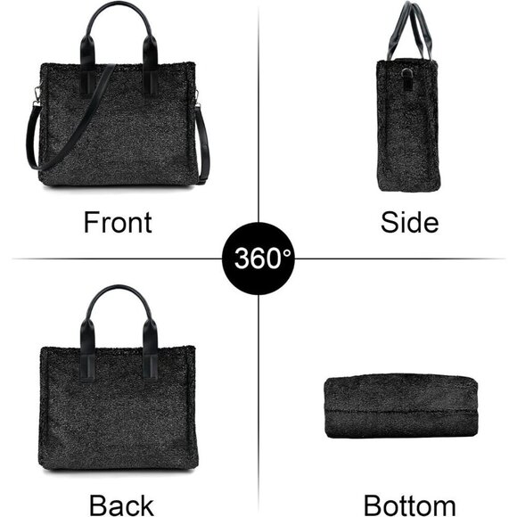 Large Tote Bag for Women Soft Winter Fuzzy Furry Shoulder Purse Handbag - Picture 3 of 6